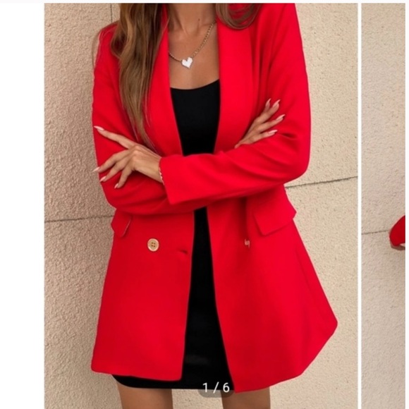 Zara Double Breasted Long Blazer Red Bloggers Favorite - Picture 5 of 15